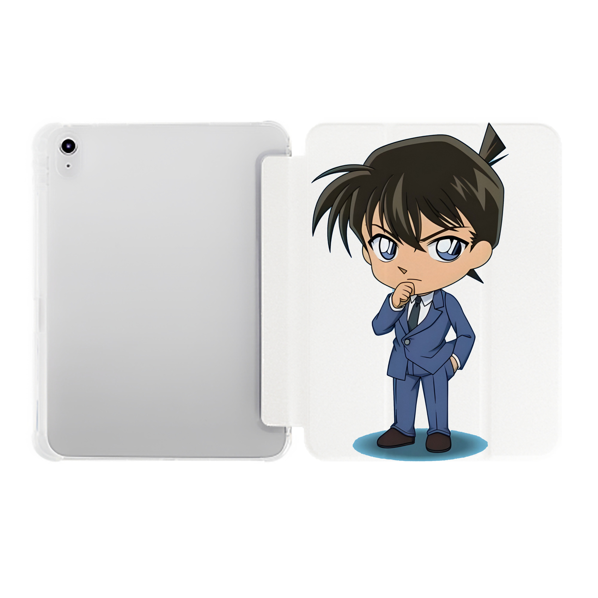 （画像用） 名探偵コナン 江戸川 コナン Detective Conan Conan Edogawa IPad ケース ペン収納付き 三つ折りスタンド PUレザー×シリコン 対応機種9.5/10.5/10.9インチ